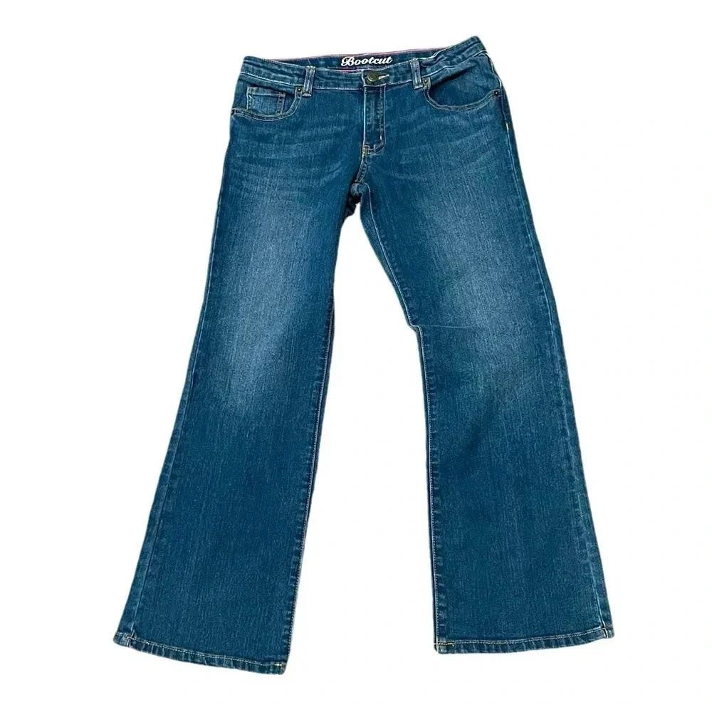 ❤️2/$11 Crazy 8 Girls Bootcut Plus Size Adjustable Waist Blue Jeans size 12 - Picture 2 of 10